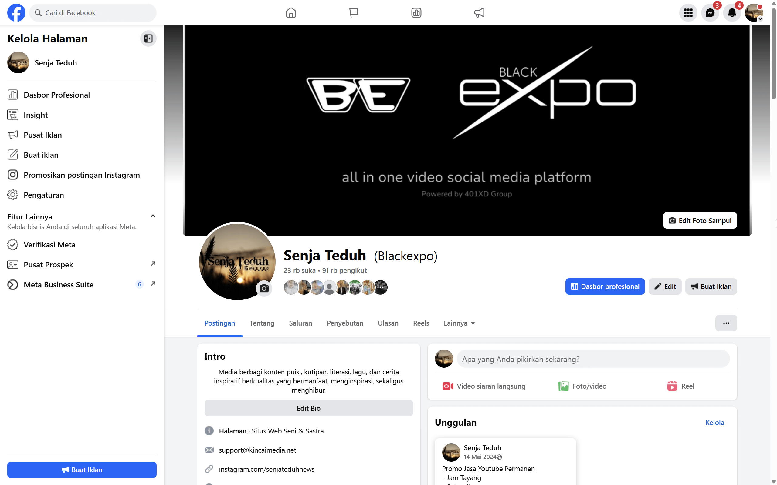 Fanpage Facebook Senja Teduh 91K Follower