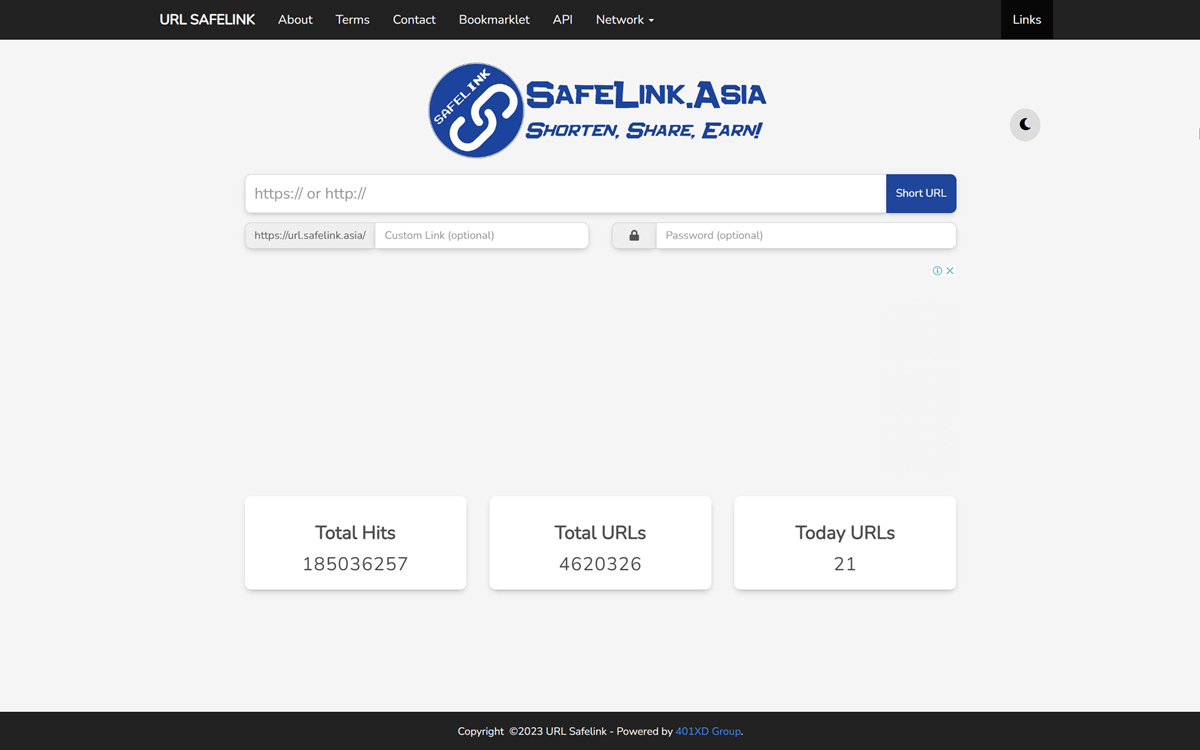 Web Pemendek URL Lengkap QR Code dan Password Link