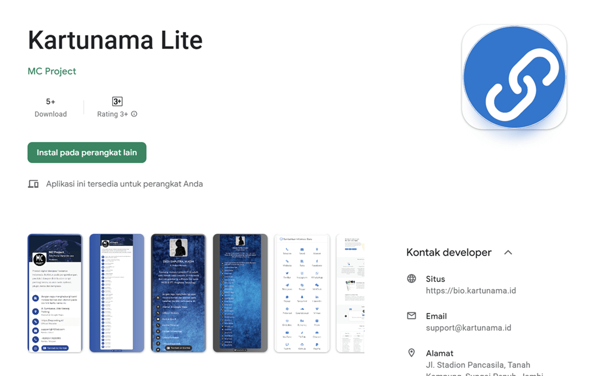 Kartunama Lite: Bio Link Kartu Nama Digital Terbaik